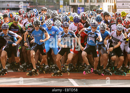 start of the in-line skaters at the Koelnmarathon, Germany, North Rhine-Westphalia, Cologne Stock Photo