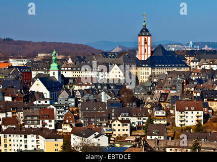 view to old city with Church of St. Mary and Church of St. Nicholas, Germany, North Rhine-Westphalia, Siegen Stock Photo