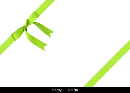 composition for packaging with classic green ribbon bow, isolated on white Stock Photo