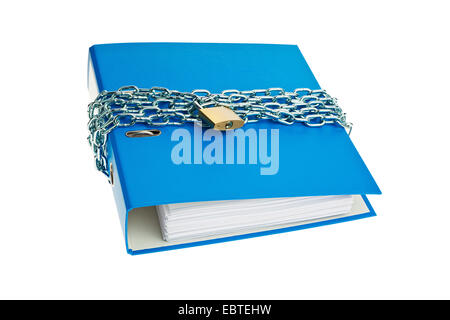 file locked with chain and padlock Stock Photo