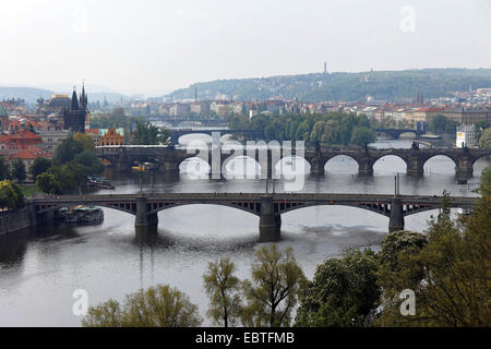 bridges over the Vltava river, Czech Republic, Prague Stock Photo