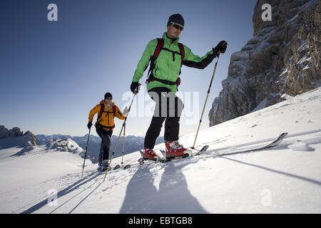 two ski wanderers in the Alps, Austria Stock Photo