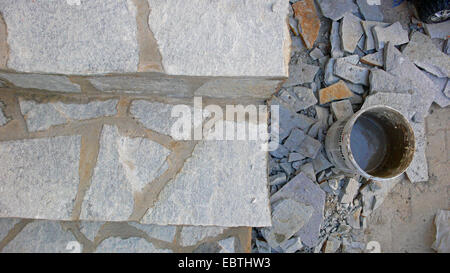 stairs made of nature stone slabs Stock Photo