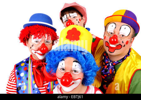 family dressed up as clowns Stock Photo