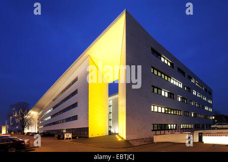 ADAC office building in twilight, Germany, North Rhine-Westphalia, Ruhr Area, Dortmund Stock Photo
