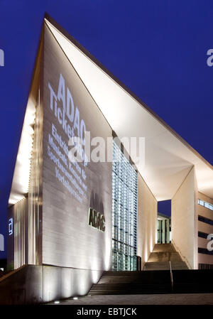 ADAC office building in twilight, Germany, North Rhine-Westphalia, Ruhr Area, Dortmund Stock Photo