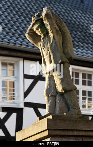 statue Sacktraeger in Herdecke, Germany, North Rhine-Westphalia, Ruhr Area, Herdecke Stock Photo