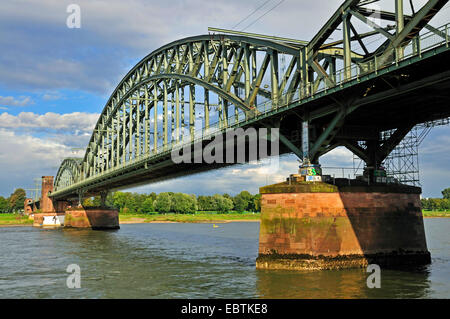 railway bridge Suedbruecke over Rhein river in Cologne, Germany, North Rhine-Westphalia, Cologne Stock Photo