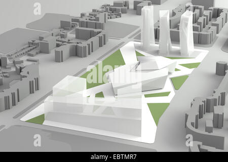 Architectural Model Of Downtown Business City Center With Public Park And Skyscrapers Stock Photo