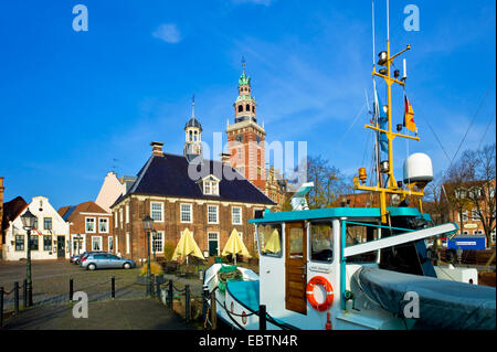 old town hall and scale at harbour, Germany, Leer Stock Photo