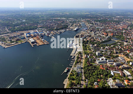 view to town and sea port, view from northeast, Germany, Kiel Stock Photo