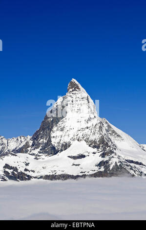 Matterhorn from atop Gornergrat, Switzerland, Valais Stock Photo