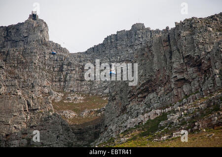 view of cablecar of table mountain from valley station, South Africa, Western Cape, Capetown Stock Photo
