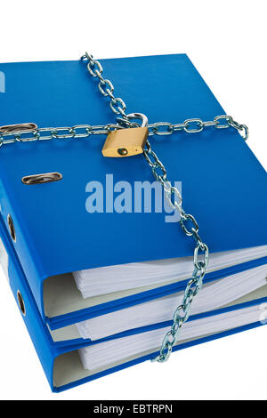 file folders locked with chain and padlock Stock Photo