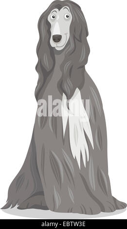 Cartoon Illustration of Cute Afghan Hound Purebred Dog Stock Photo