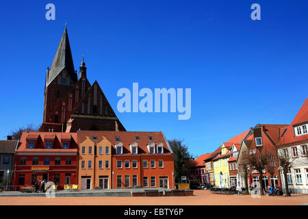 market square St. Mary's Church, Germany, Mecklenburg-Western Pomerania, Barth Stock Photo