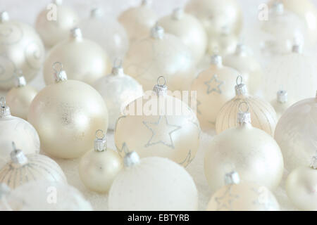 white Christmas baubles Stock Photo