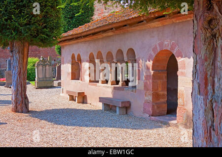 romanic round archs of Chapelle Sainte-Marguerite, France, Bas-Rhin, Alsace, Epfig Stock Photo