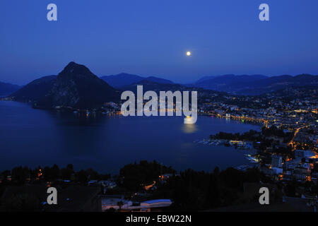 Lugano at Lake Lugano with San Salvatore mountain, Switzerland, Ticino, Lugano Stock Photo