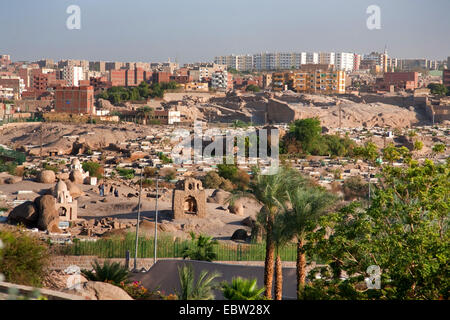 view from garden of Nubia Museum to fatimid cemetery, Egypt, Assuan Stock Photo