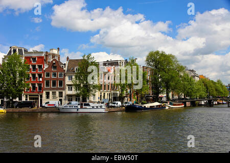 town canal in Amsterdam, Netherlands, Amsterdam Stock Photo