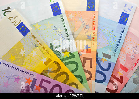 fanned out Euro bills Stock Photo
