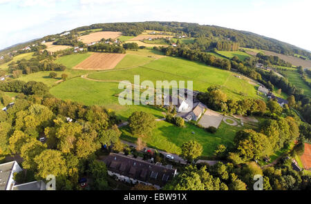 aerial view to rural cultivated landscape of the Ruhr Area, Kattenjagd, Germany, North Rhine-Westphalia, Ruhr Area, Witten Stock Photo