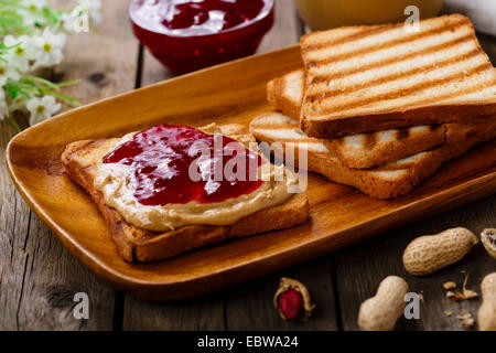peanut butter sandwich with jam Stock Photo