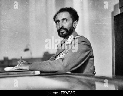 Addis Ababa, Ethiopia. Haile Selassie, Emperor of Ethiopia, in his study at the palace, circa 1944 Stock Photo