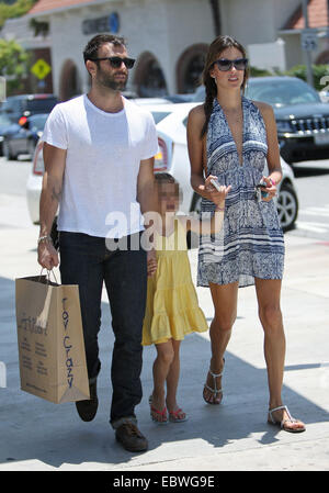 Victoria Secret model, Alessandra Ambrosio shopping in Brentwood with family  Featuring: Alessandra Ambrosio,Jamie Mazur,Anja Mazur Where: Los Angeles, California, United States When: 01 Jun 2014 Stock Photo