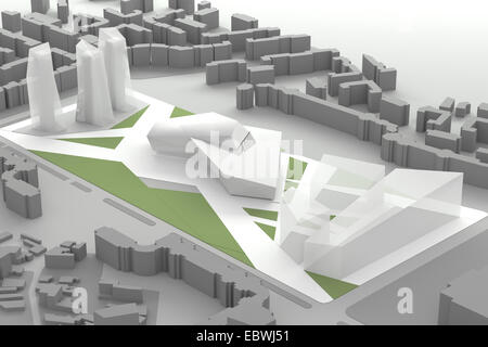 Architectural Model Of Downtown Business City Center With Public Park And Skyscrapers Stock Photo