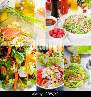 mixwd fresh salad collage composition nested on a square frame Stock Photo