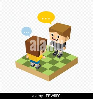 block isometric cartoon character vector illustration Stock Vector ...