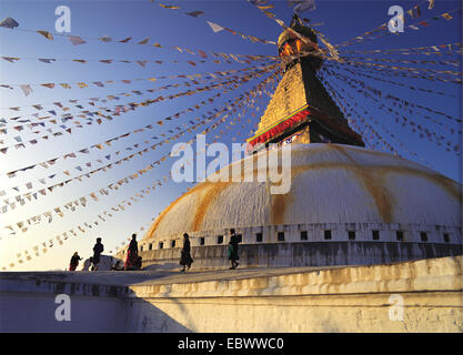 the Great Stupa in the Tibetan quarter at Boddnath or Bauda in the Kathandu valley, Nepal, Kathmandu, Boddnath Stock Photo