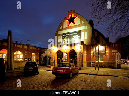 cultural centre Bahnhof Langendreer in the evening, Germany, North Rhine-Westphalia, Ruhr Area, Bochum Stock Photo