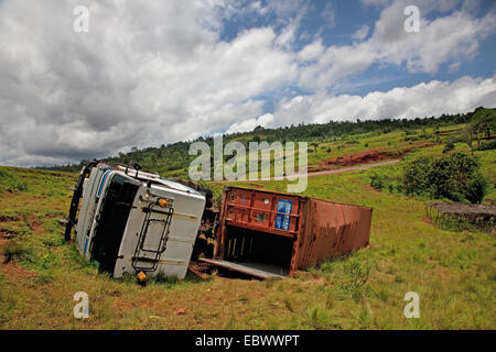 crashed truck roadsides, Burundi, Kirundo, Kirundo Stock Photo