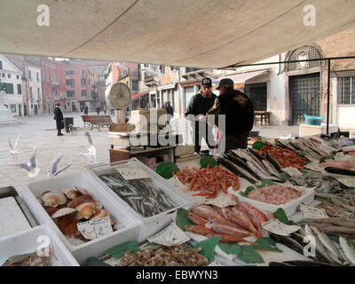 fish market at the Campo Santa Margherita, Italy, Venice Stock Photo