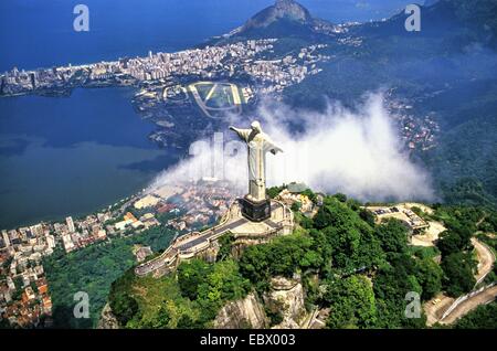 Aerial picture of Corcovado Christ Statue, Brazil, Rio de Janeiro Stock Photo