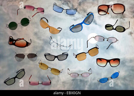 many sun glassesin sunny sky Stock Photo