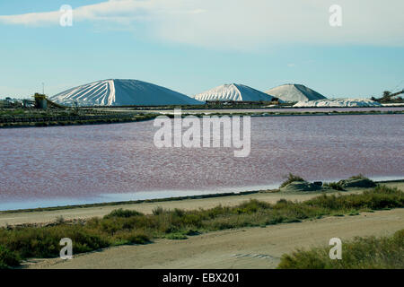 sea salt production in the salines of Salins-du-Midi, France, Aigues-Mortes, Camargue Stock Photo