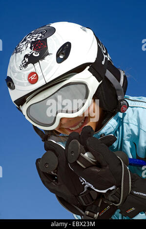 teen ready for skiing, France Stock Photo