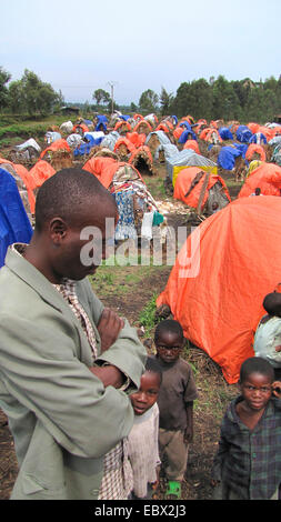August 2009: refugees at the camp on the outskirts of Goma for Rwandan refugees who have remained here since the 1994 genocide in Rwanda, Republic of the Congo, North Kivu, Goma Stock Photo