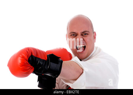 businessman with boxing gloves Stock Photo