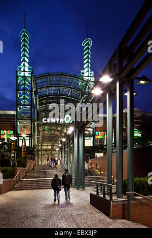 shopping mall CentrO in Oberhausen in twilight, Germany, North Rhine-Westphalia, Ruhr Area, Oberhausen Stock Photo