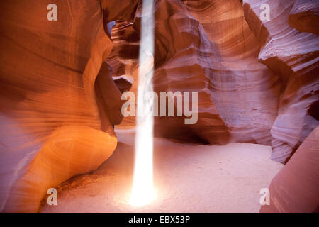 Upper Antelope Canyon with sunbeam, USA, Arizona, Antelope Canyon, Page Stock Photo