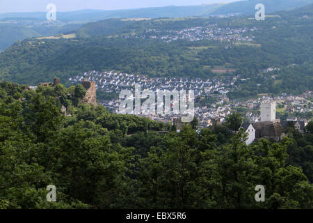 View of Bad Salzig from the Rheinsteig track in Kamp-Bornhofen - Hesse - Germany Stock Photo