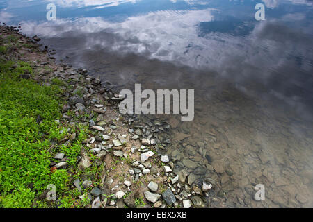 reflection of a rising storm on the water of a storage lake, Germany, Saxony, Vogtlaendische Schweiz Stock Photo