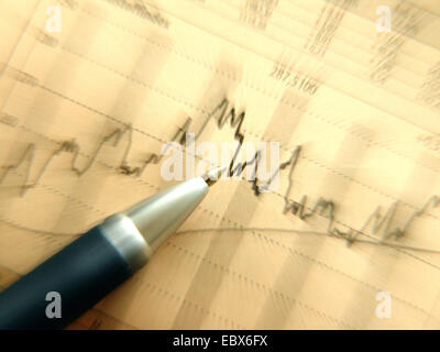 economic charts with ball-pen Stock Photo
