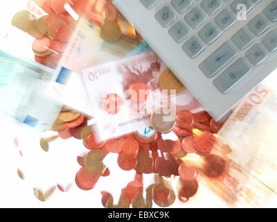 Pocket calculator and euro money Stock Photo