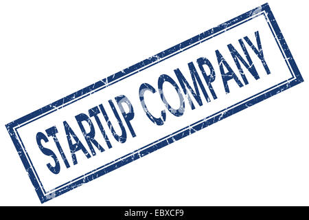 startup company blue square stamp isolated on white background Stock Photo